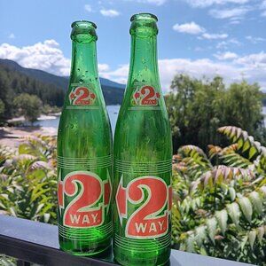 Vintage 2 WAY 10 Oz Glass Pop Bottle Pair Of 2pcs Rare Bottles!